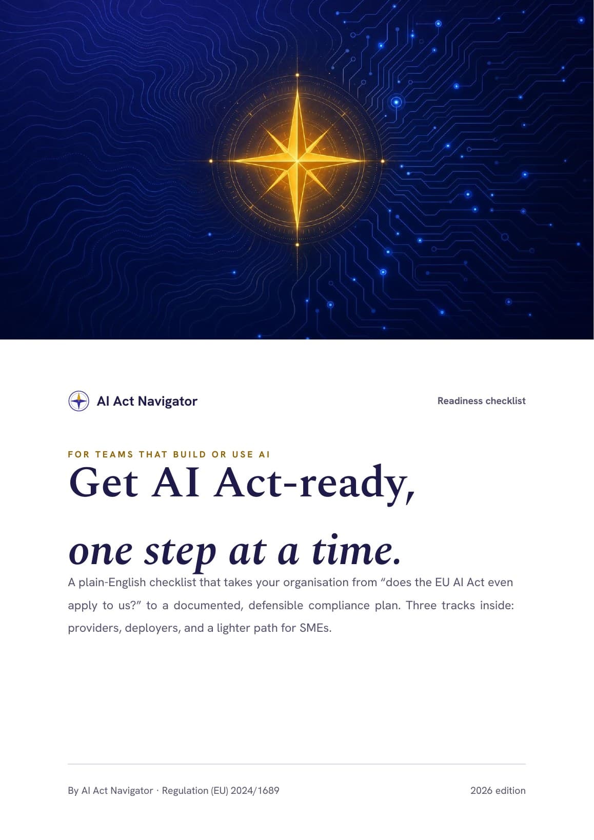 First page of the AI Act Readiness Checklist PDF